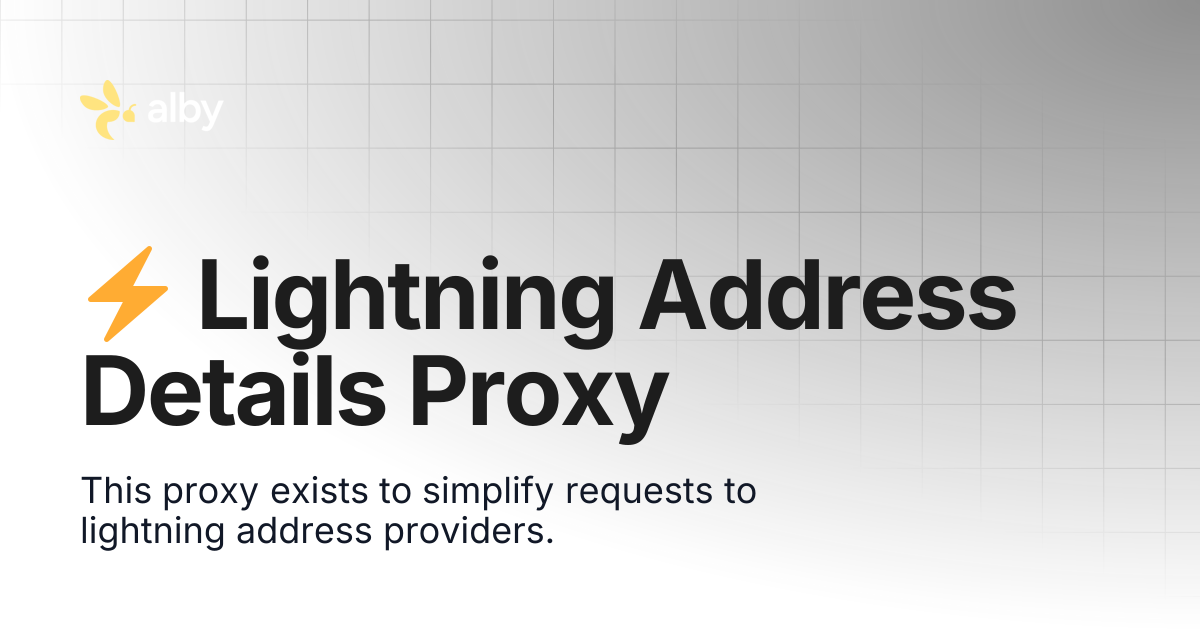 ⚡ Lightning Address Details Proxy | Alby Wallet API (deprecated) | Alby ...